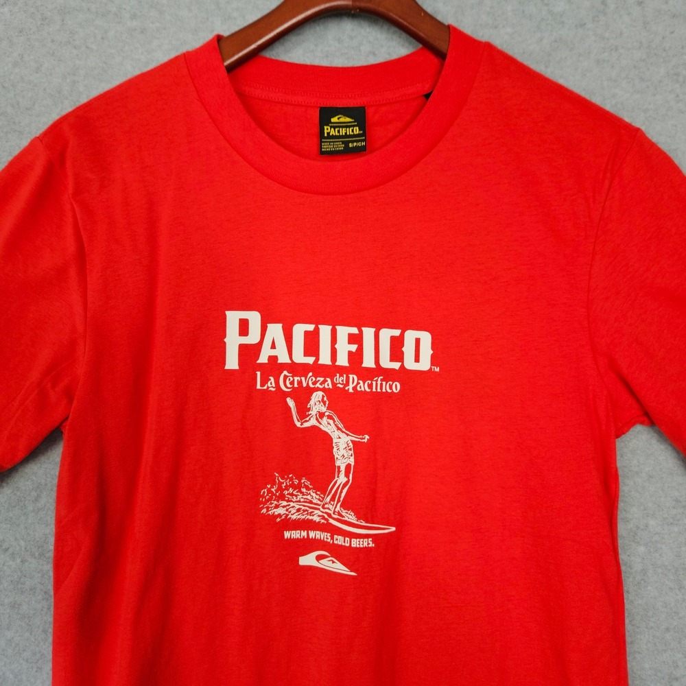 Quiksilver Pacifico Beer Surfer Graphic T-Shirt Red QS002230Y Mens Small New